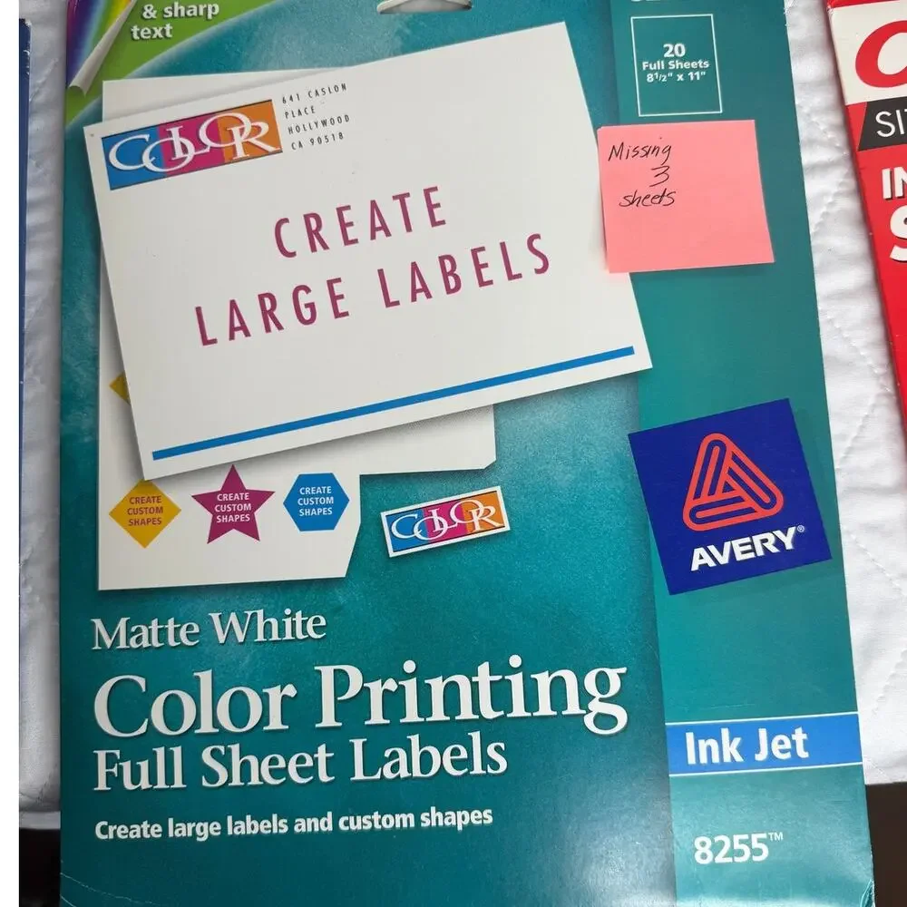 Labels Lot of 6-Uline,Office Max, Pinnacle